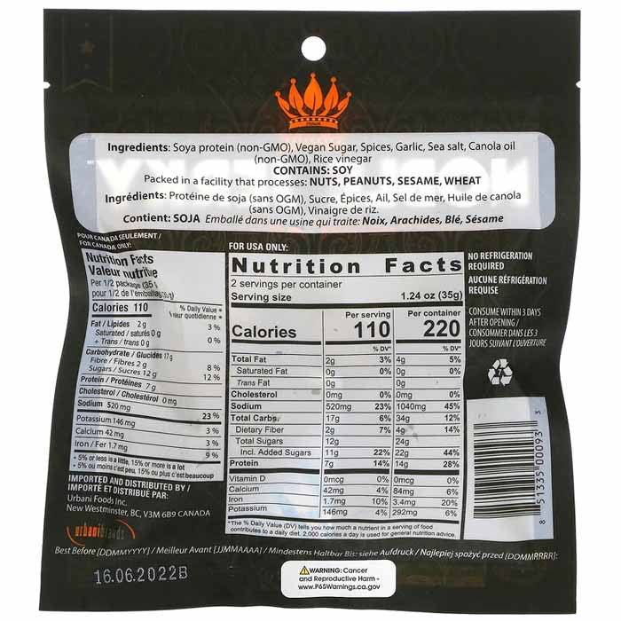 Noble Jerky - Original, 70g - Back