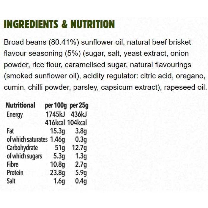 Noisy Snacks - Crunchy Broad Beans Beef Brisket, 100g Pack of 7 - Back