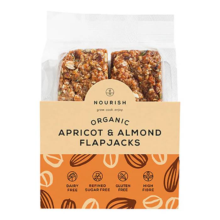 Nourish - Grow, Cook, Enjoy - Organic Almond & Apricot Flapjacks 2x45g, 90g  Pack of 18