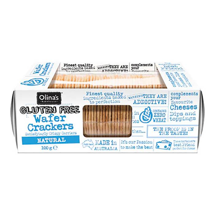 Olina's Bakehouse - Gluten Free Natural Wafer Crackers, 100g  Pack of 12