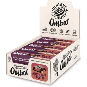 Ombar - Organic Hazelnut Truffle Filled Chocolate Bar, 42g | Pack of 15