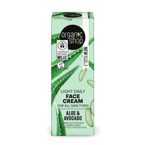 Organic Shop - Light Daily Face Cream For All Skin Types Avocado and Aloe, 50ml