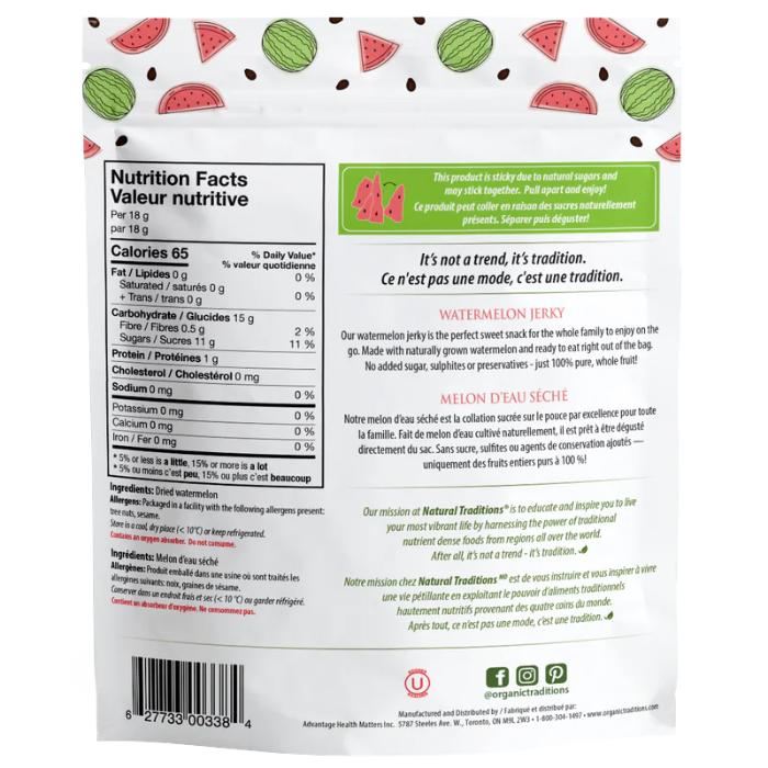 Organic Traditions - Natural Traditions Watermelon Jerky (natural not organic), 165g - back