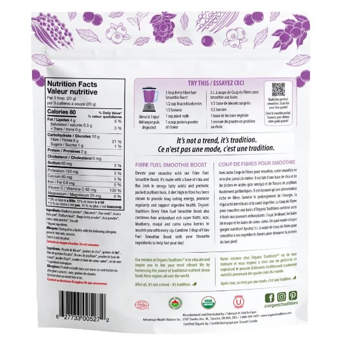 Organic Traditions - Organic Fibre Boost Berry, 300g - back