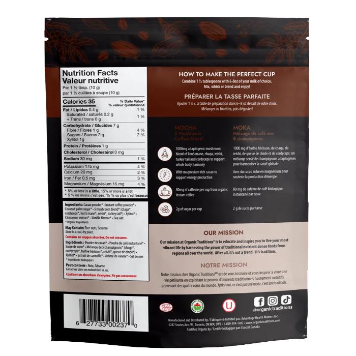 Organic Traditions - Organic Mushroom Coffee Blend Mocha, 100g - back