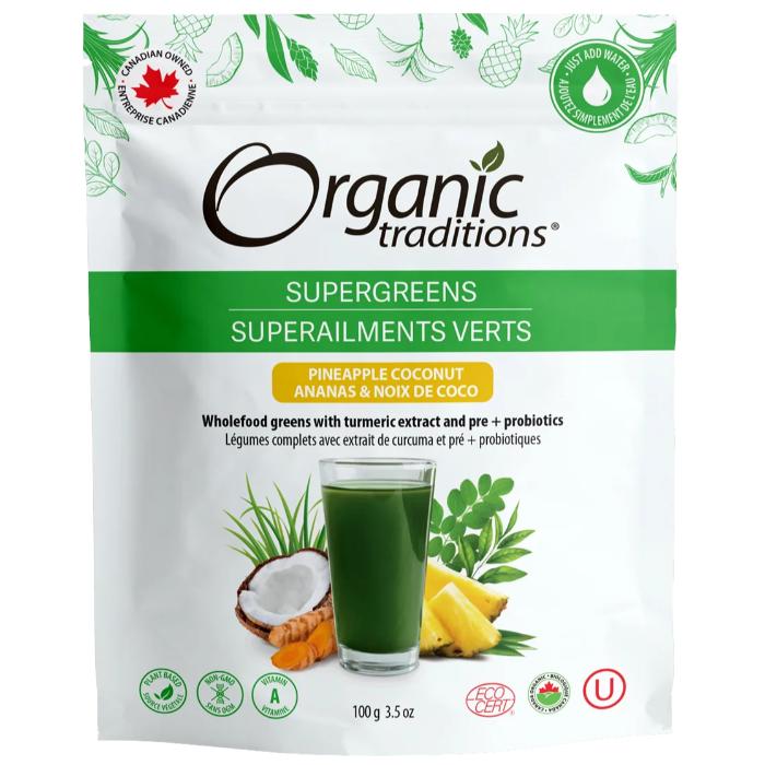 Organic Traditions - Pineapple Organic Super Greens, 100g 