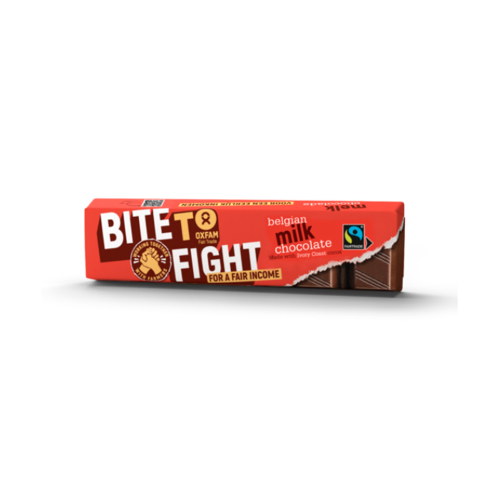Oxfam Fair Trade - Bite to Fight Milk Chocolate, 50g | Pack of 35