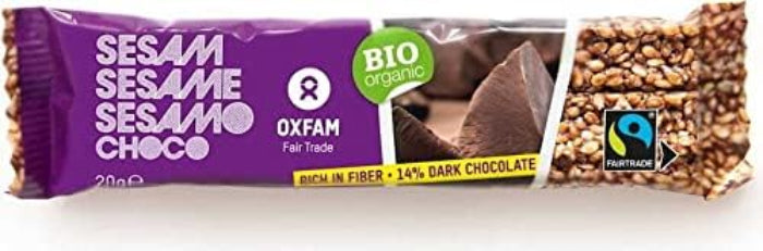 Oxfam Fair Trade - Organic Sesame Bar with Dark Choc, 20g  Pack of 45