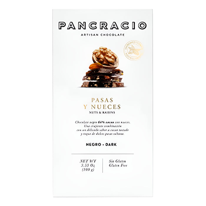Pancracio Chocolate - Dark Chocolate Bar With Nuts and Raisins, 100g -  Pack of 20
