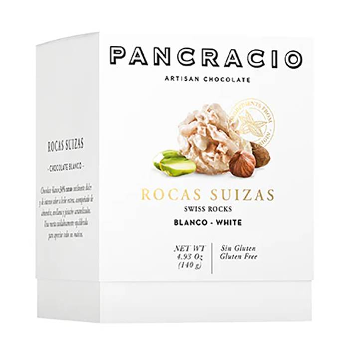 Pancracio Chocolate - White Swiss Nuts Clusters Gift Boxes Chocolate, 140g  Pack of 8