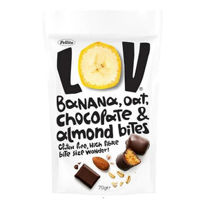 Pellito - LOV Banana Chocolate & Almond Bites, 70g | Pack of 8