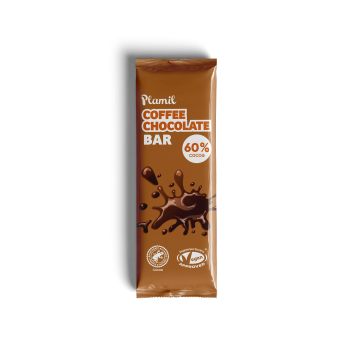 Plamil - Coffee Choc Bar 60% Cocoa, 40g  Pack of 12