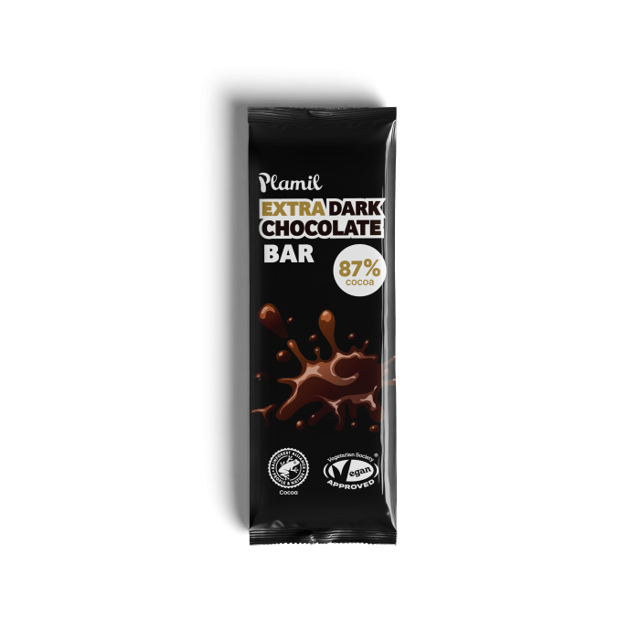 Plamil - Extra Dark Choc Bar 87% Cocoa, 40g  Pack of 12