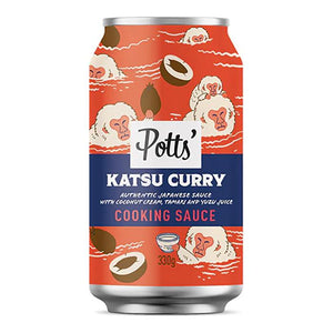 Potts - Katsu Curry Sauce with Coconut Cream, Tamari Soy Sauce and Yuzu Juice 100% Recyclable Can, 330g | Multiple Packs