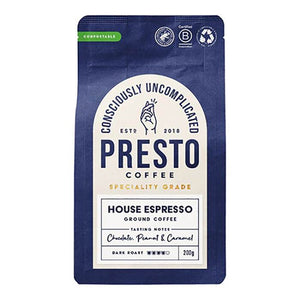 Presto Coffee Roasters - House Espresso Ground Coffee, 200g | Pack of 6