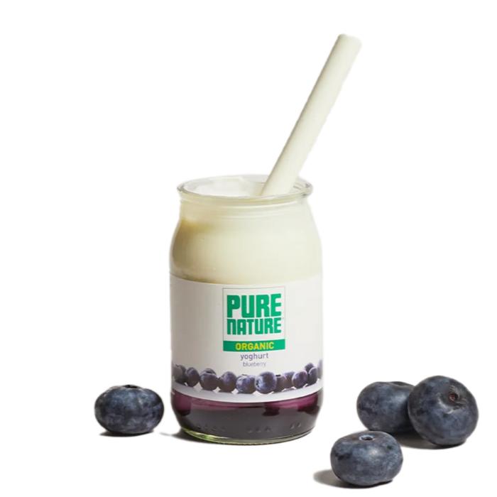 Pure Nature - Organic Full Fat Yoghurt Blueberry, 150g  Pack of 8