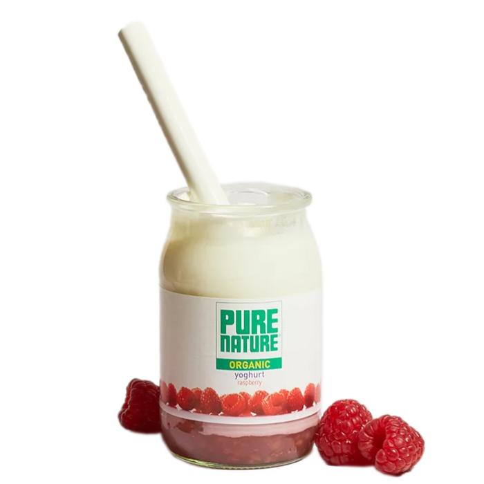 Pure Nature - Organic Full Fat Yoghurt Raspberry, 150g  Pack of 8