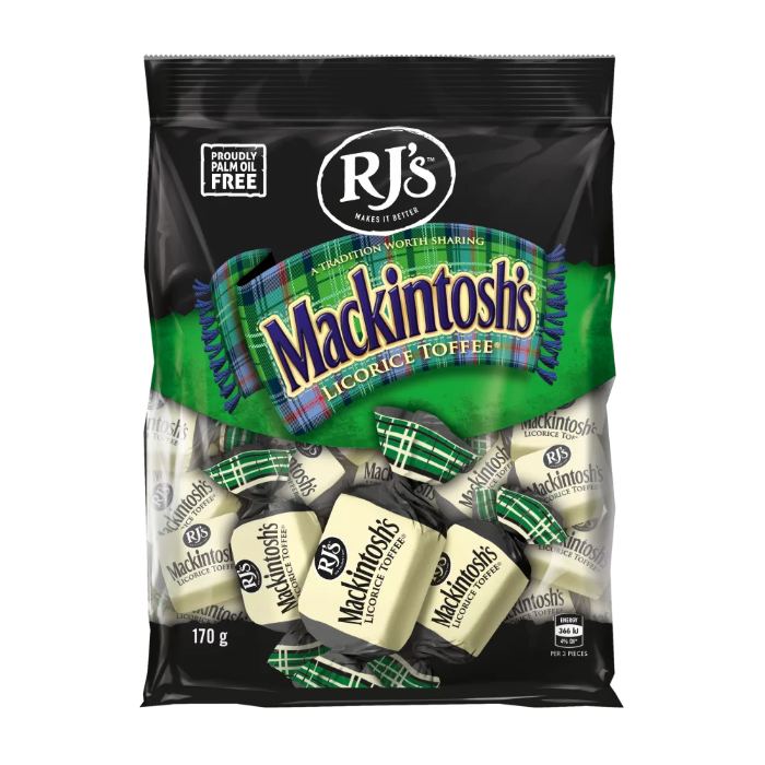 RJ's Licorice - Mackintosh Licorice Toffees, 170g  Pack of 12