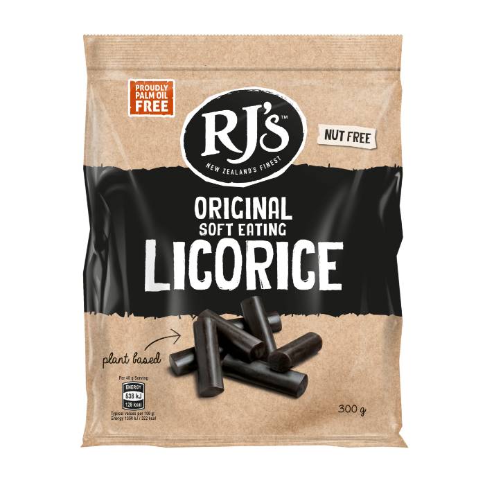 RJ's Licorice - Natural Original Soft Eating Licorice, 300g  Pack of 12