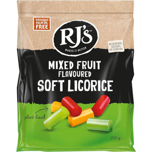 RJ's Licorice - Soft Eating Mixed Fruit Licorice, 280g | Pack of 12