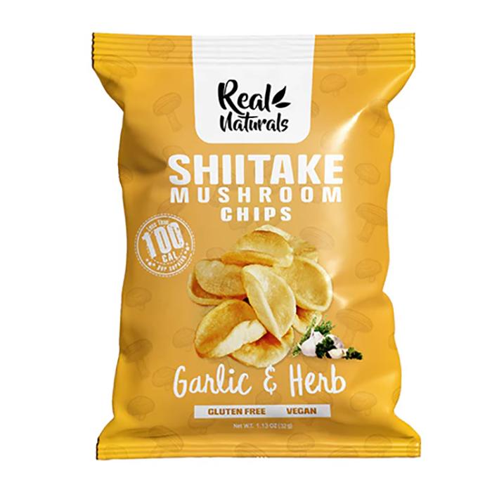 Real Naturals - Shiitake Mushroom Chips Garlic & Herb, 80g - Pack of 12