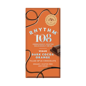 Rhythm 108 - Swiss M'lk, Orange & Cacao Chocolate, 100g | Pack of 9