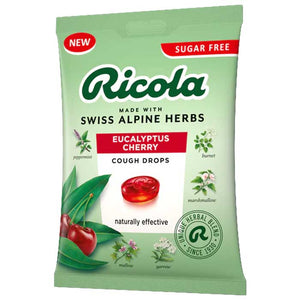 Ricola - Eucalyptus Cherry Sugar Free Bag, 70g | Pack of 12