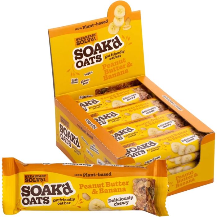 SOAK'd OATS - Peanut Butter & Banana Oat Bar, 42g  Pack of 16