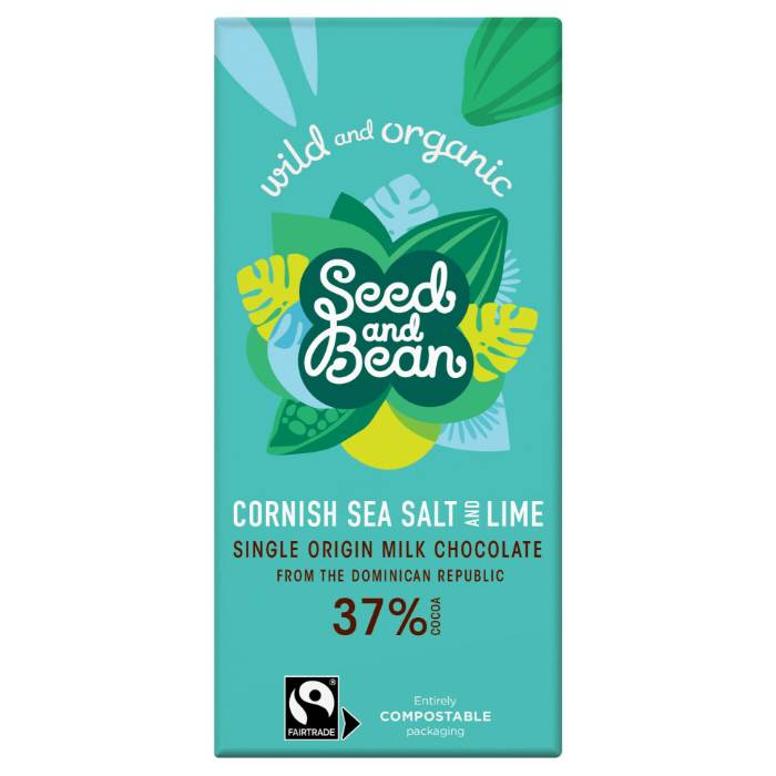 Seed & Bean - Milk 37% FT Organic Cornish Sea Salt & Lime, 75f - Pack of 10