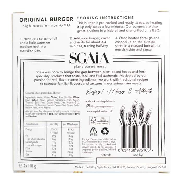 Sgaia - Original Burger, 2x110g - Back