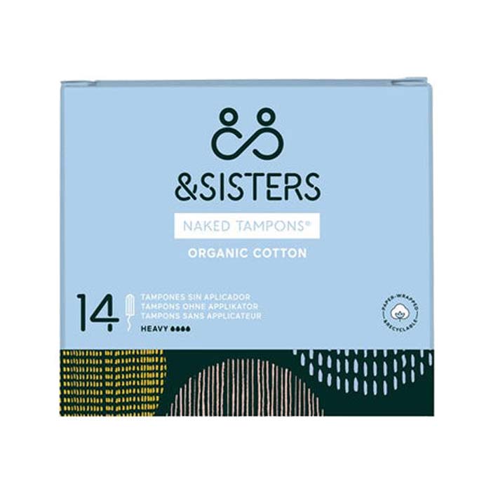 &Sisters - Plastic Free Bleach Free Non Applicator Tampon Medium Flow, 16 Units, Heavy Flow