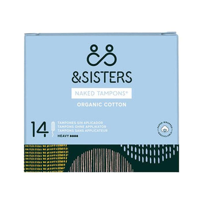 &Sisters - Plastic Free Bleach Free Non Applicator Tampon Medium Flow, 16 Units, Medium Flow