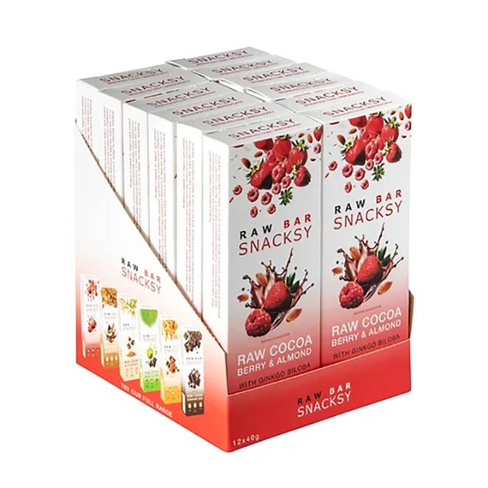 Snacksy - Snacksy Raw Bar Berry & Almond with Ginkgo Biloba, 40g  Pack of 12