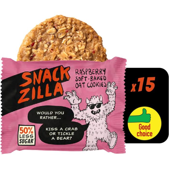 Snackzilla - Raspberry Soft-Baked Oat Cookies, 30g - Pack of 15