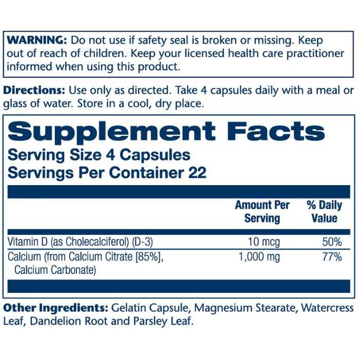 Solaray - Calcium Citrate + Vitamin D, 90 Veg Capules - back