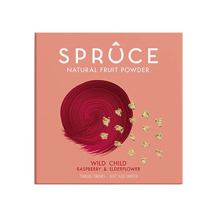 Spruce - Raspberry & Elderflower Natural Water Flavouring Fruit Powder With Vitamins, 40g - Pack of 12