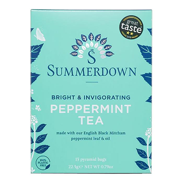 Summerdown - English Peppermint Pyramid Tea, 22.5g - Pack of 8