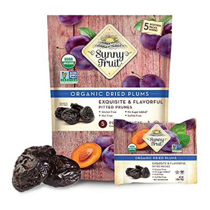 Sunny Fruit - Organic Fruit Snack Packs Prunes, 6x30g  Pack of 12