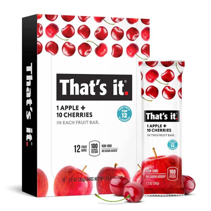 That's It - Apple + Cherry Fruit Snacks, 35g  Pack of 12