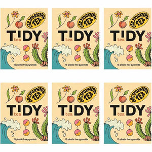 Tidy Tea - California Dreaming Black Tea & Peach Tea, 15 Bags | Pack of 6