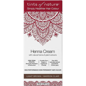 Tints Of Nature - Light Brown Henna Cream Hair Dye, 70ml