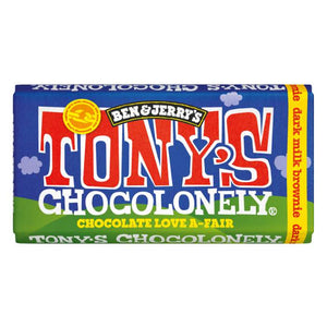 Tony's Chocolonely - Ben & Jerry's Dark Milk Chocolate Fudge Brownie Fairtrade UK, 180g | Pack of 15