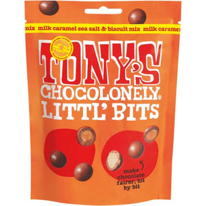 Tony's Chocolonely - Littl' Bits Milk Caramel Sea Salt & Biscuit Mix, 100g | Pack of 8