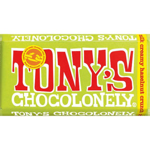 Tony's Chocolonely - Milk Creamy Hazelnut Crunch Fairtrade, 180g | Pack of 15