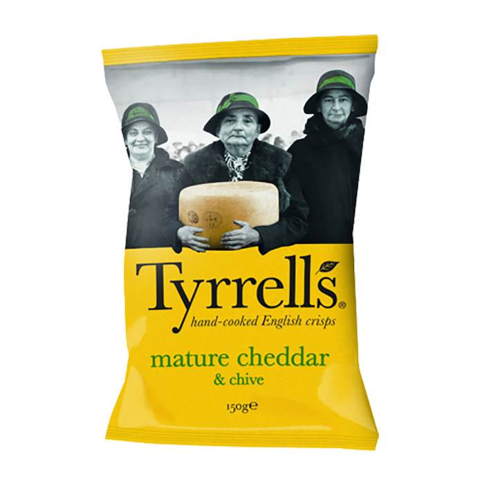 Tyrrells - Cheddar Cheese & Chive Potato Crisps, 150g - Pack of 12