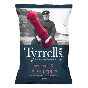 Tyrrells - Sea Salt & Black Pepper Potato Crisps, 40g | Pack of 24