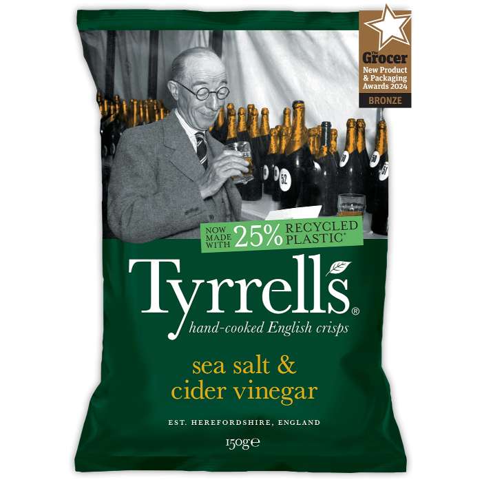 Tyrrells - Sea Salt & Cider Vinegar Potato Crisps, 150g - Pack of 12