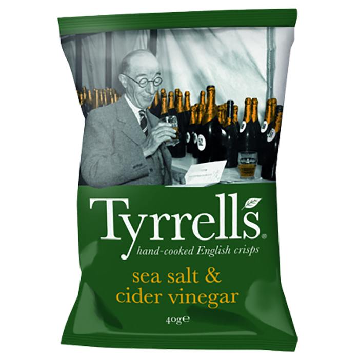 Tyrrells - Sea Salt & Cider Vinegar Potato Crisps, 40g - Pack of 24