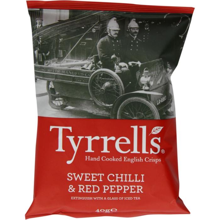 Tyrrells - Sweet Chilli & Red Pepper Potato Crisps, 40g - Pack of 24