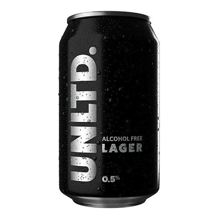 UNLTD. - Lager 0.5% abv Can, 330ml  Pack of 12 